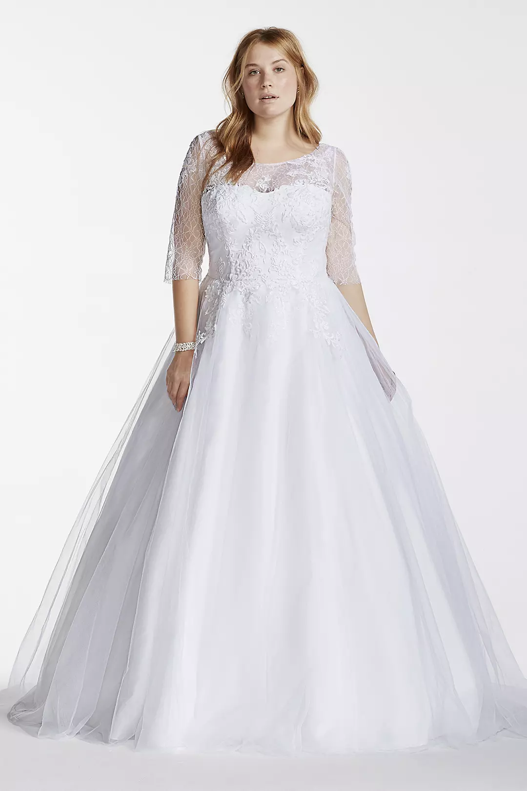 As-Is Plus Size Wedding Dress with Illusion Bodice Image