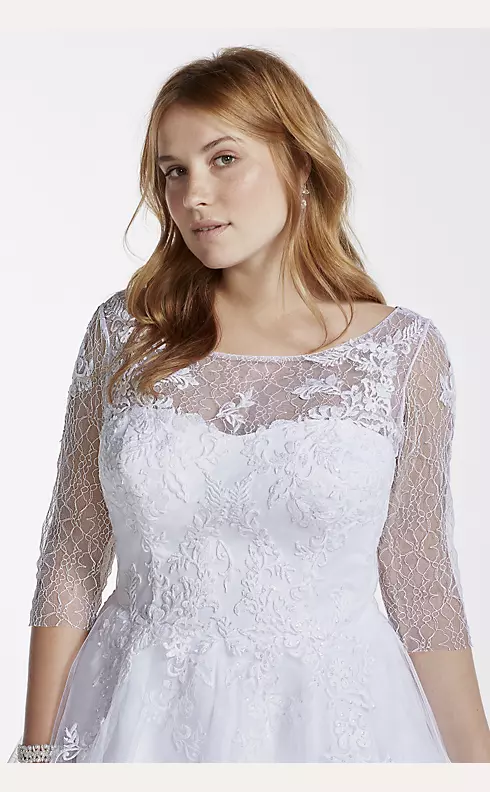 As-Is Plus Size Wedding Dress with Illusion Bodice Image 3