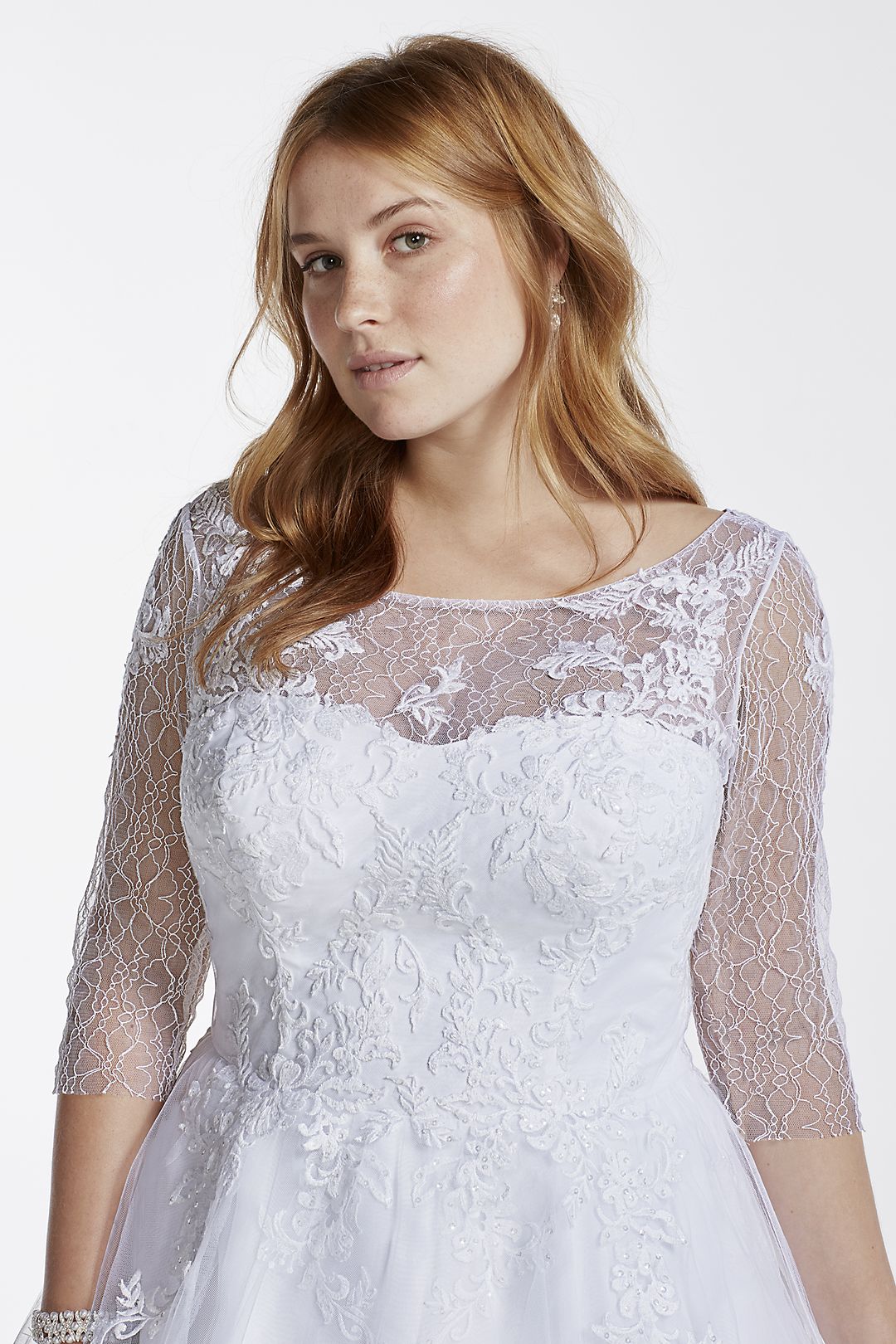 As-Is Plus Size Wedding Dress with Illusion Bodice Image 4