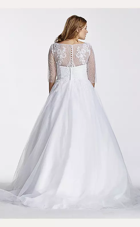 As-Is Plus Size Wedding Dress with Illusion Bodice Image 2