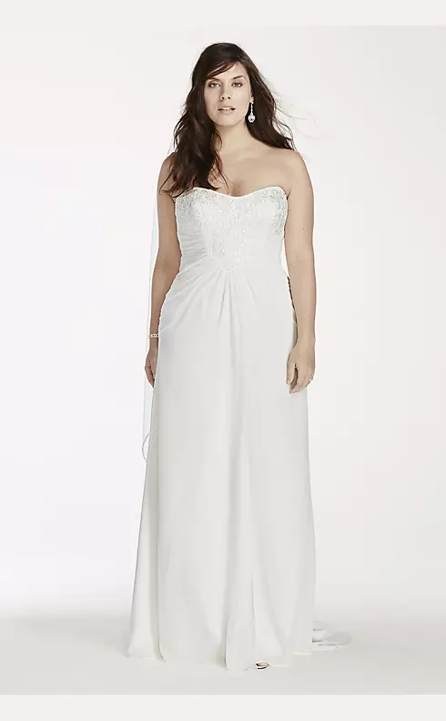 Strapless Lace Chiffon Sheath Wedding Dress Image 1
