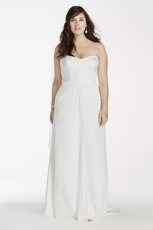 Strapless Lace Chiffon Sheath Wedding Dress Image