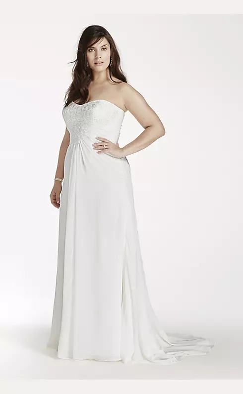 Strapless Lace Chiffon Sheath Wedding Dress Image 3