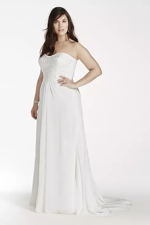 Strapless Lace Chiffon Sheath Wedding Dress Image 3