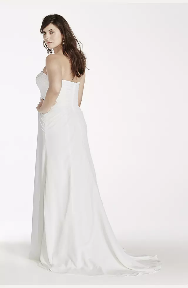 Strapless Lace Chiffon Sheath Wedding Dress Image 2