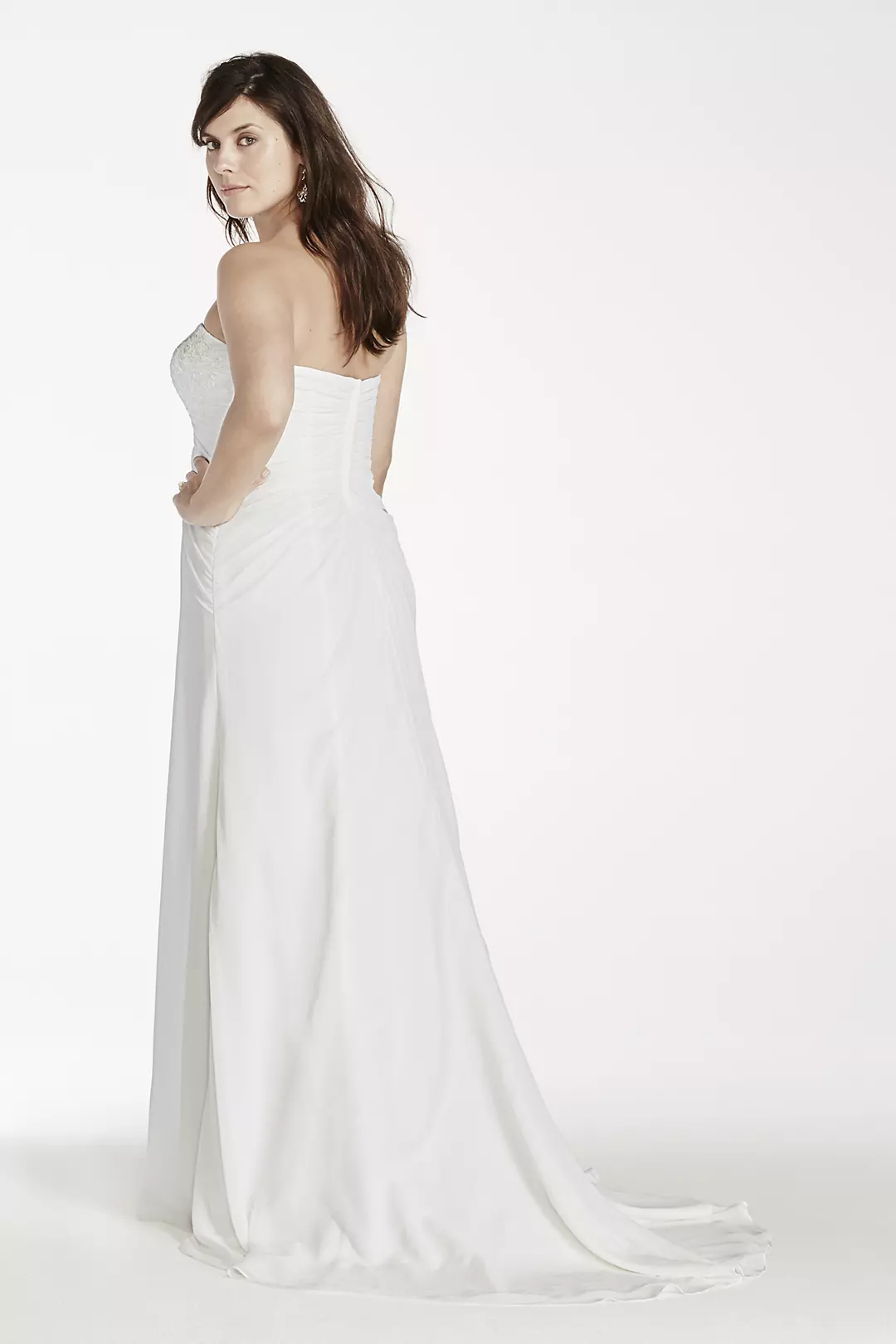 Crinkle Chiffon Strapless Plus Size Wedding Dress Image 2