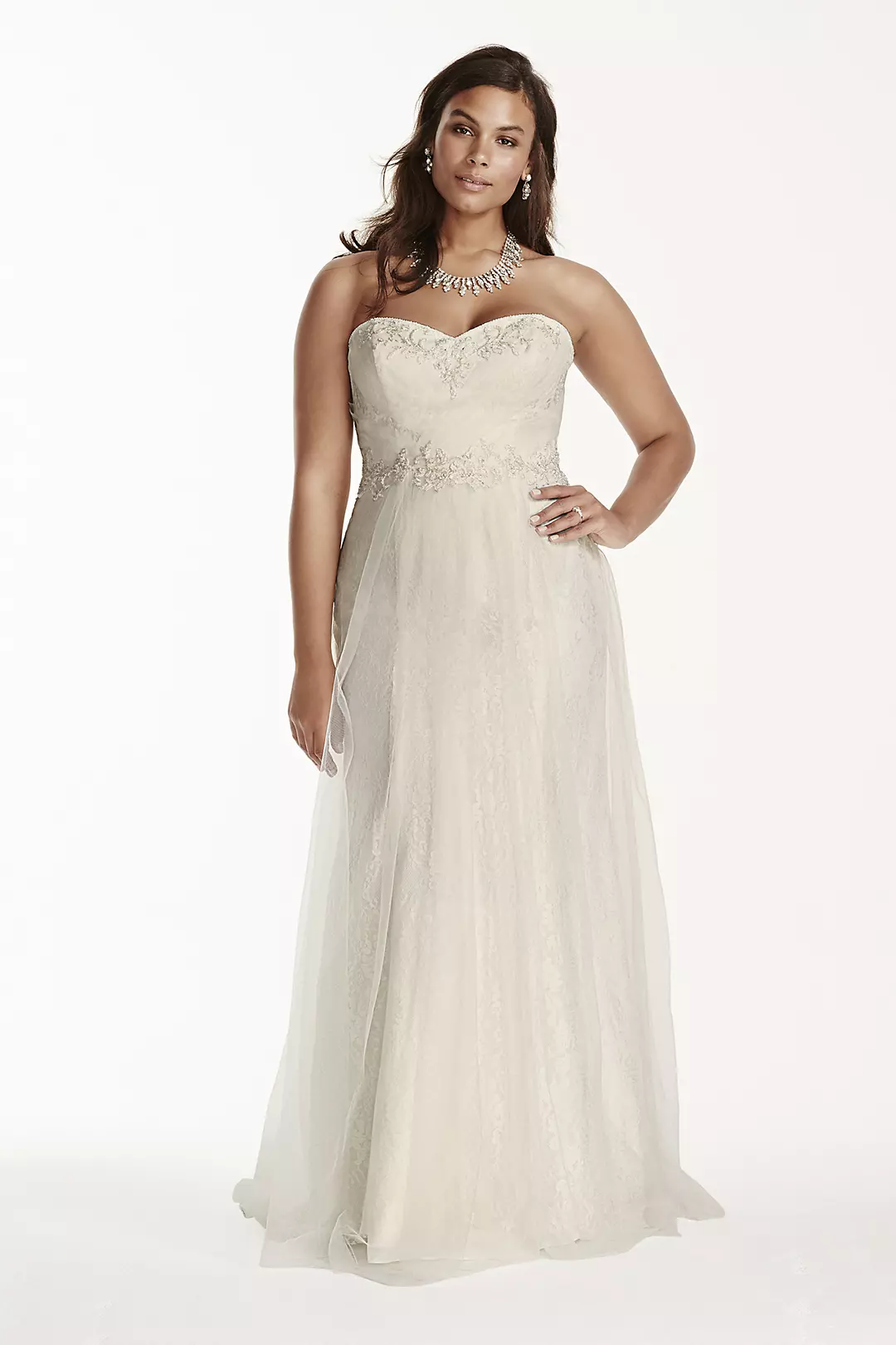 As-Is  Tulle Over Lace Plus Size Wedding Dress Image