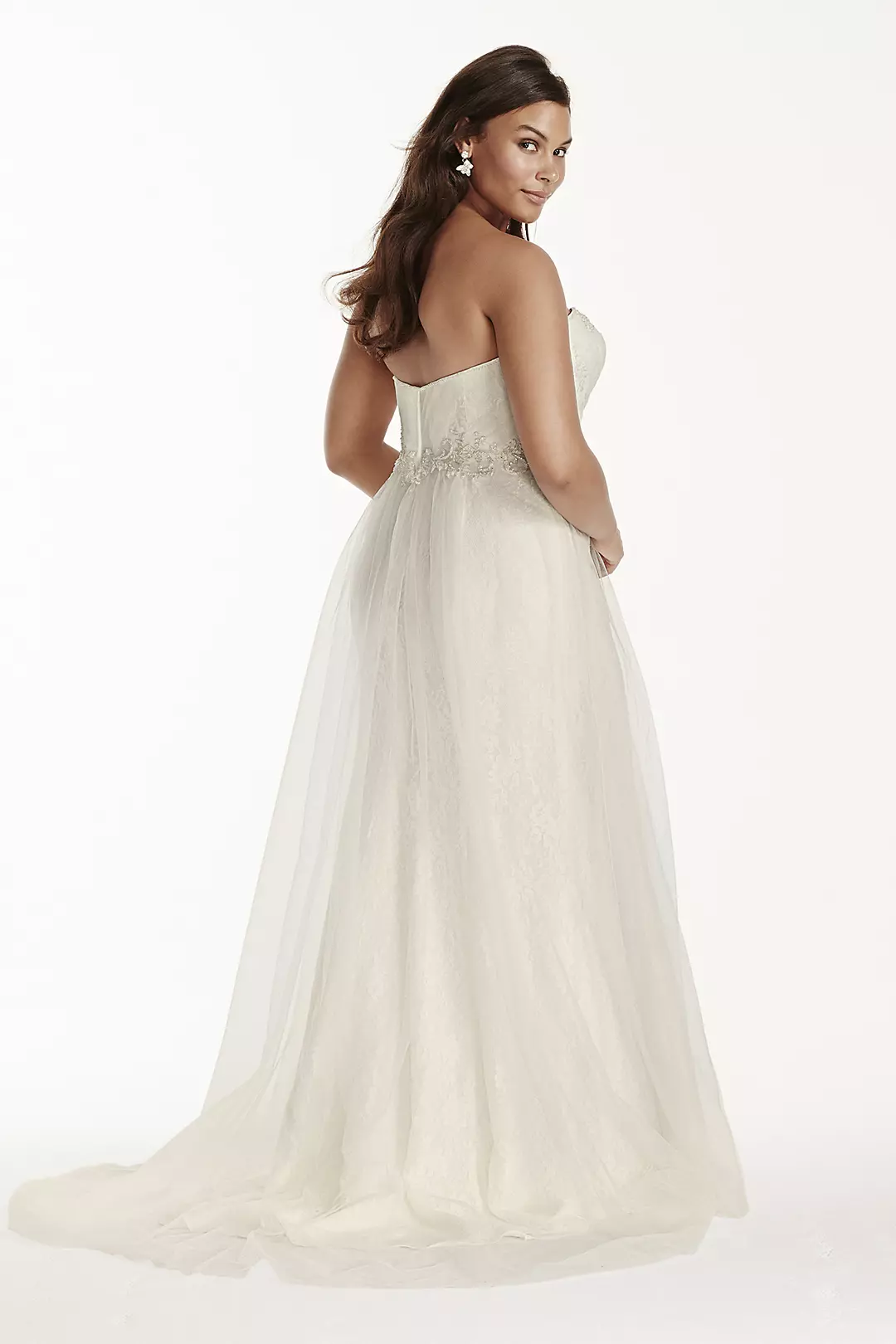 As-Is  Tulle Over Lace Plus Size Wedding Dress Image 2