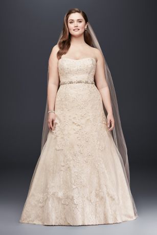 Jewel Lace A-Line Beaded Plus Size Wedding Dress