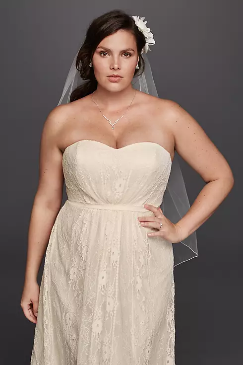 As-Is Linear Lace Overlay Plus Size Wedding Dress Image 3