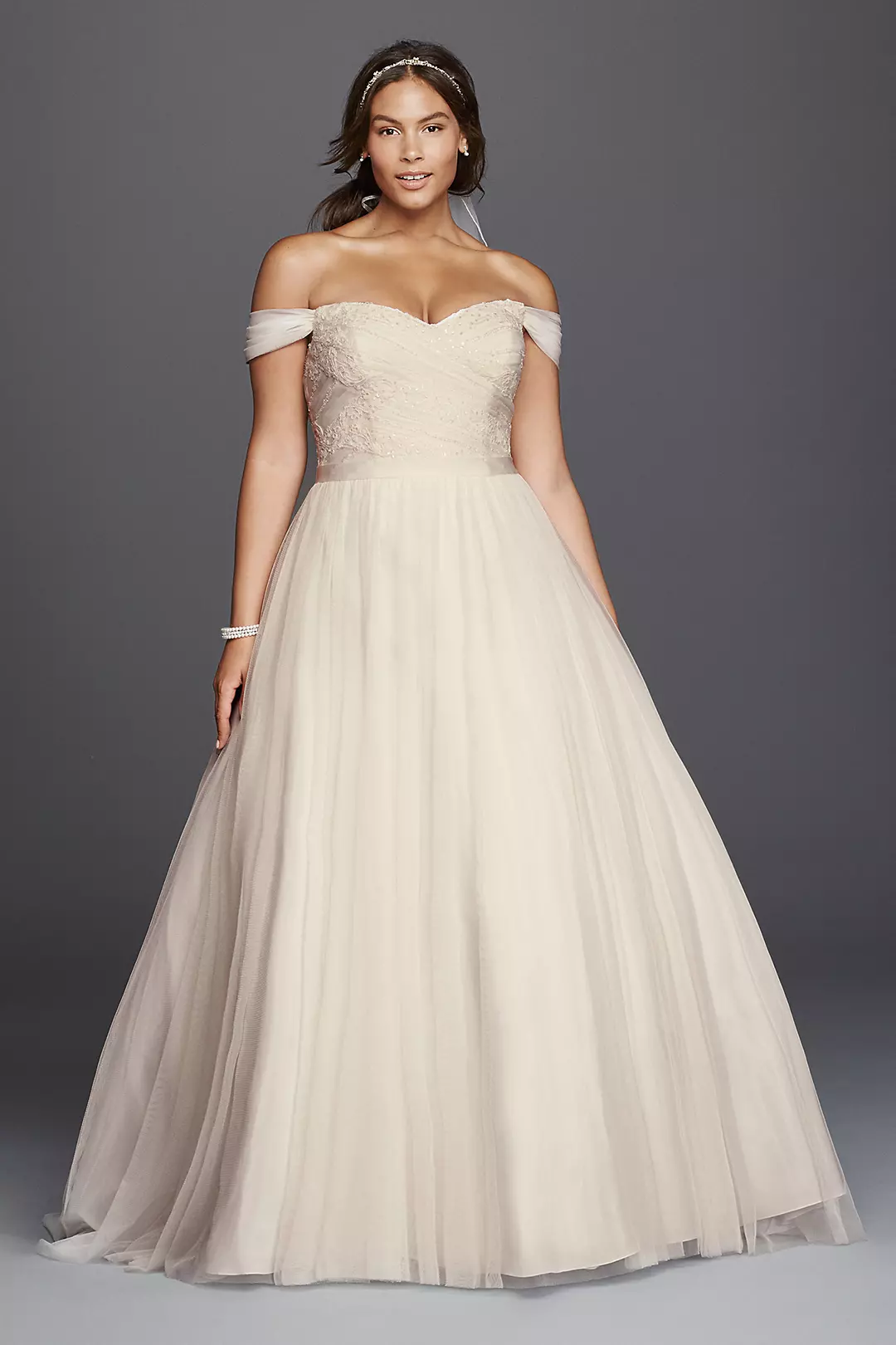 As-Is Satin Plus Size Wedding Dress with Beading Image