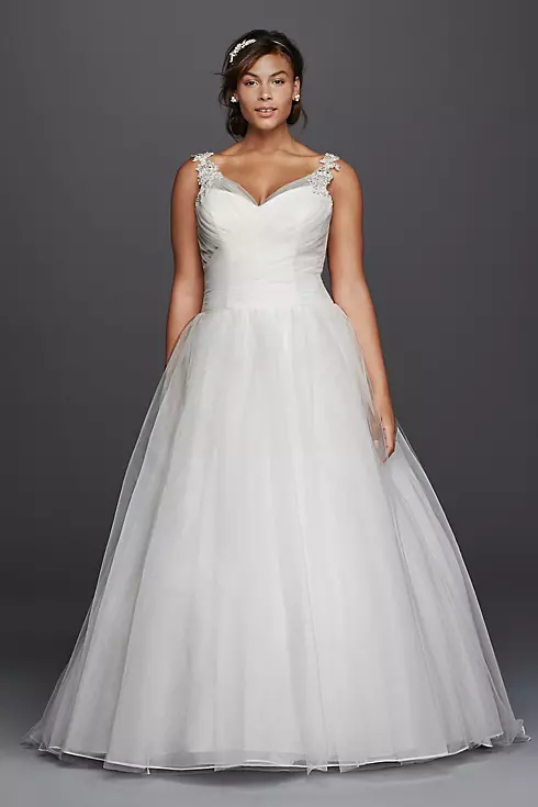 As-Is Plus Size Wedding Dress with Illusion Straps Image 1