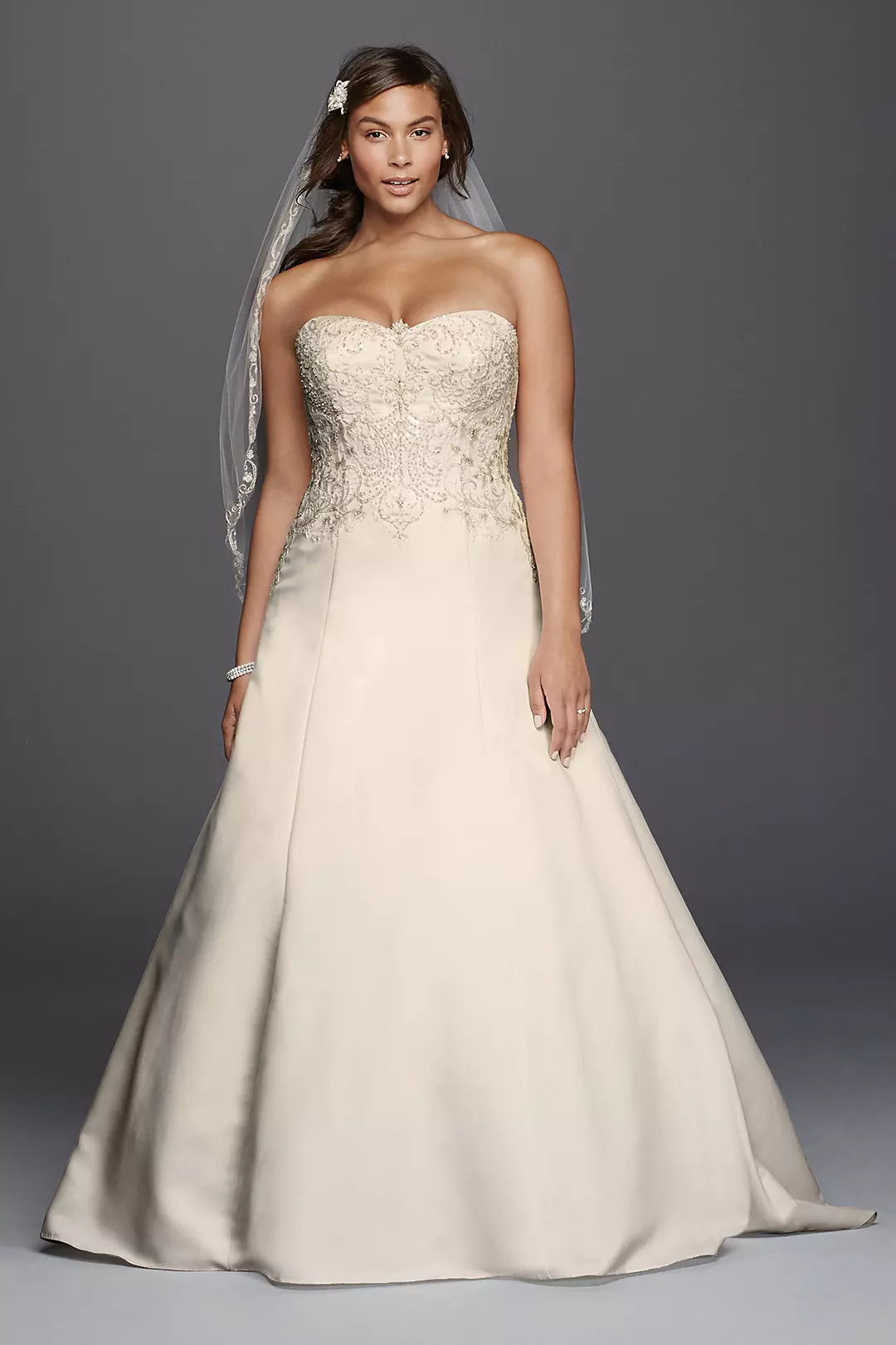 As-Is Strapless A-line Plus Size Wedding Dress Image