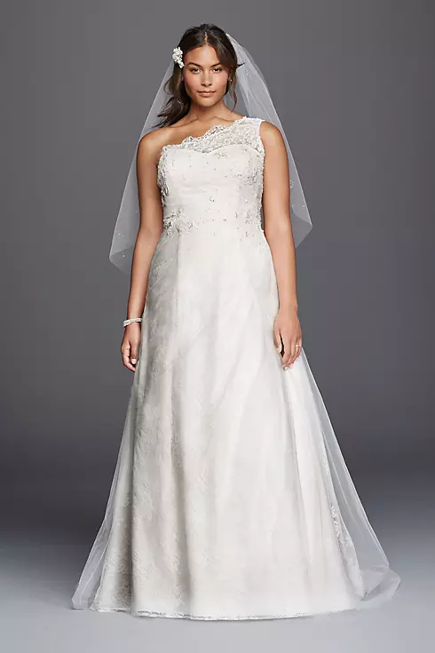 As-Is One Shoulder Tulle Plus Size Wedding Dress Image 1