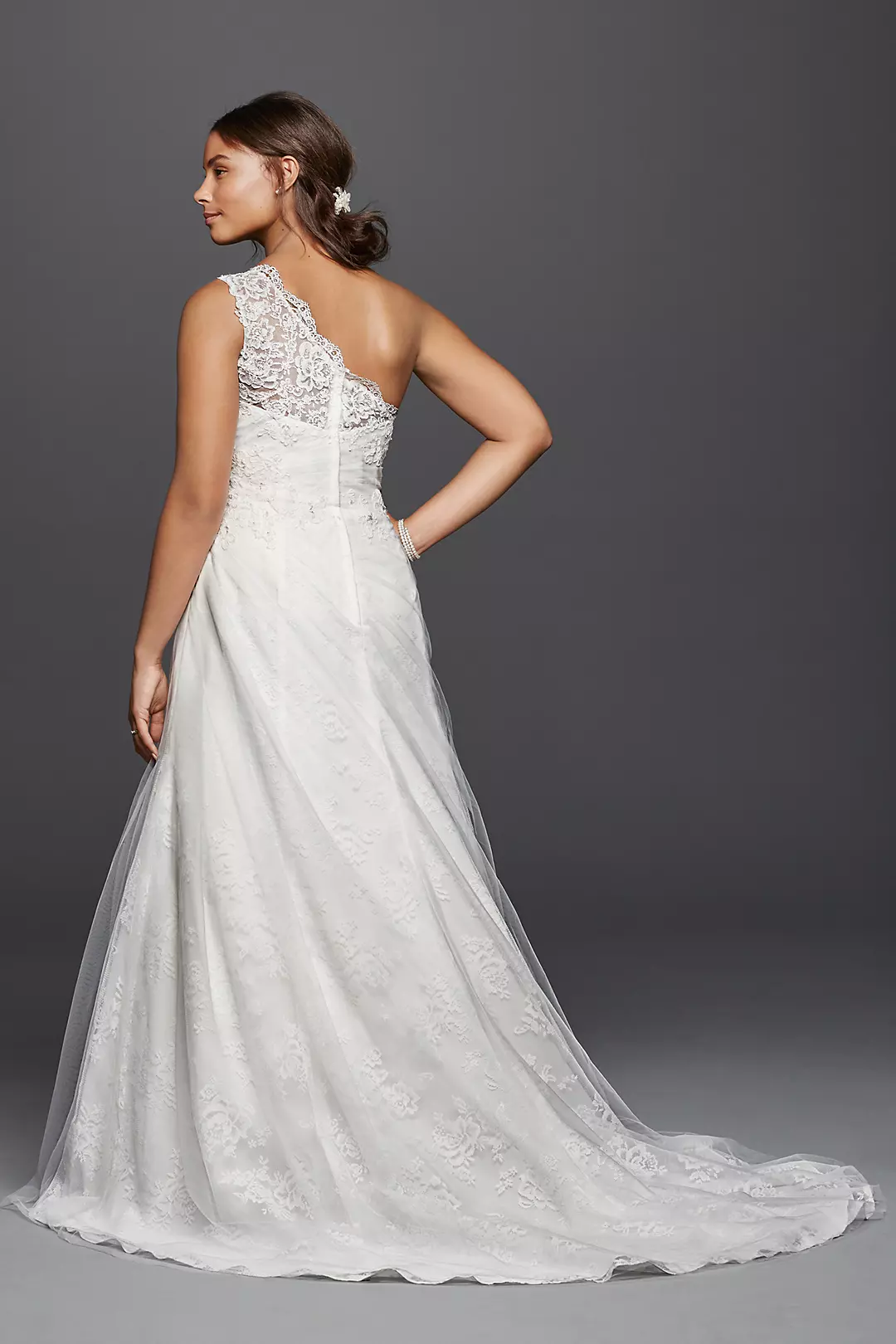 As-Is One Shoulder Tulle Plus Size Wedding Dress Image 2