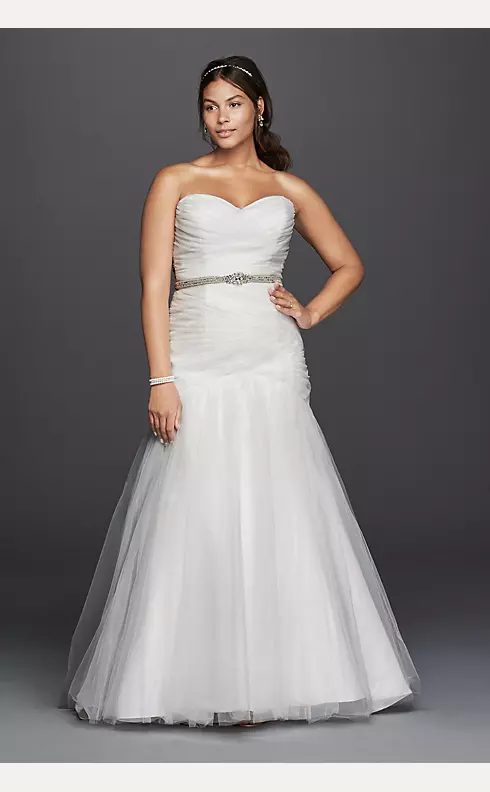 Strapless Ruched Mermaid Tulle Wedding Dress Image 1