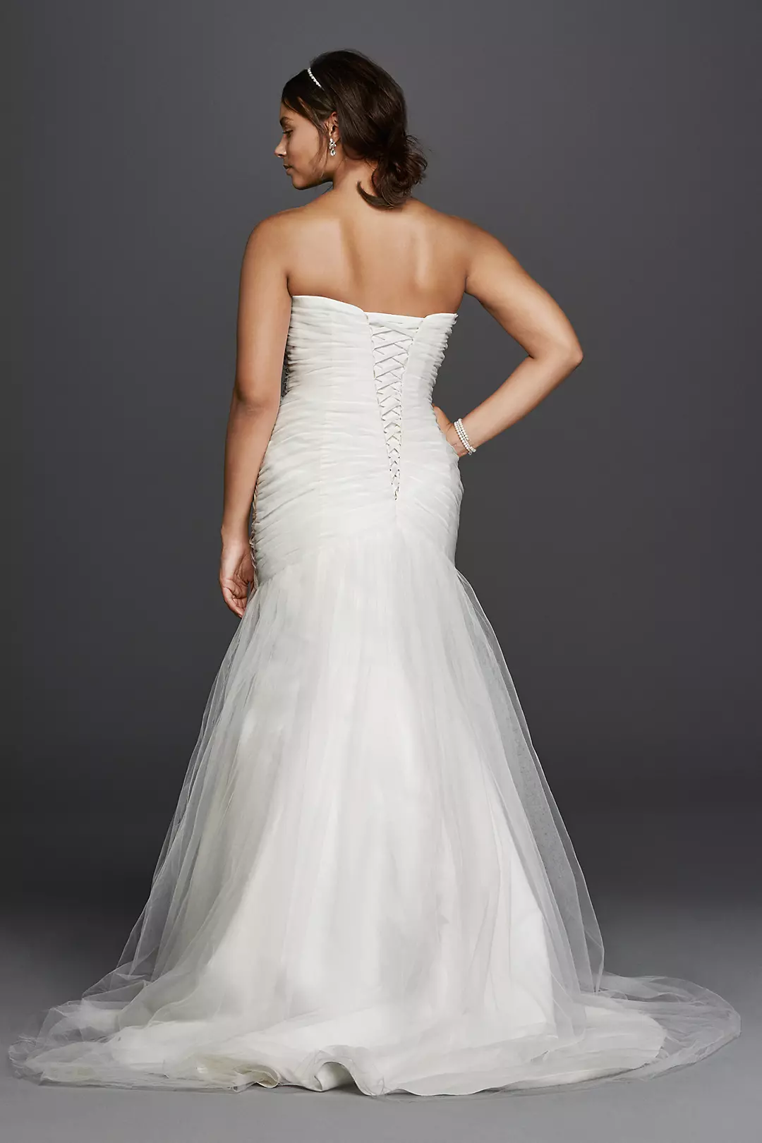 Strapless Ruched Mermaid Tulle Wedding Dress Image 2
