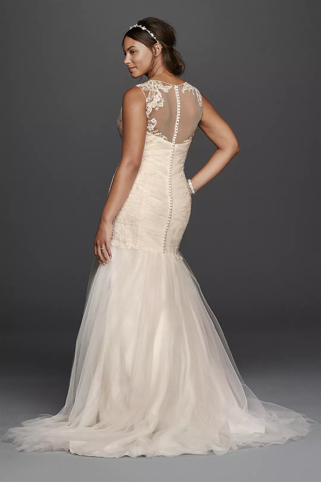 Tulle Trumpet with Illusion Back Wedding Dress Image 2