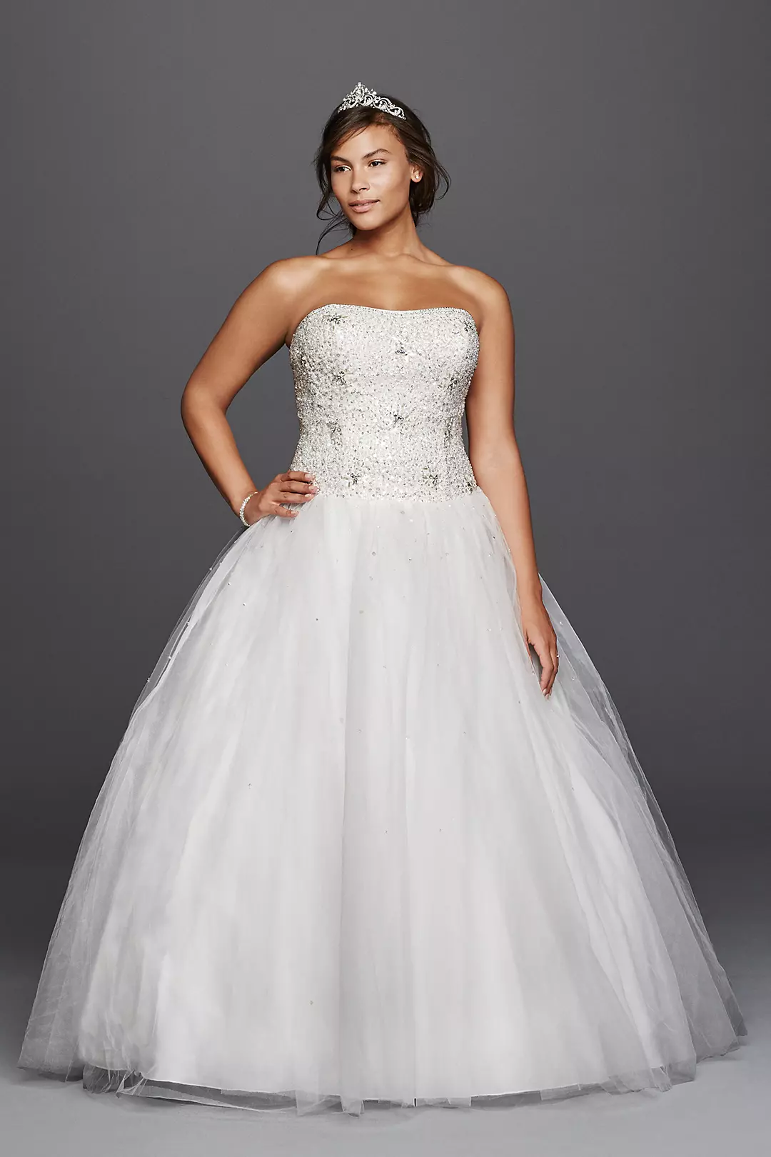 Jewel Beaded Tulle Ball Gown Wedding Dress Image