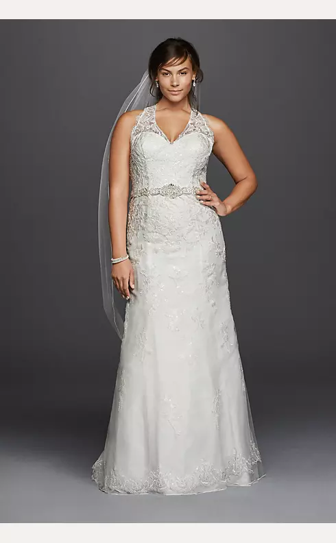 Jewel Lace Wedding Dress with Halter Neckline Image 1