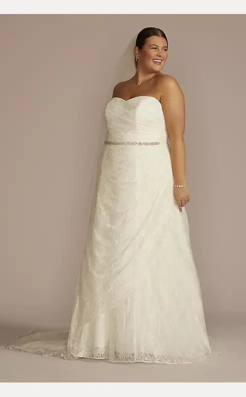 Allover Lace A-Line Strapless Wedding Dress Image 1