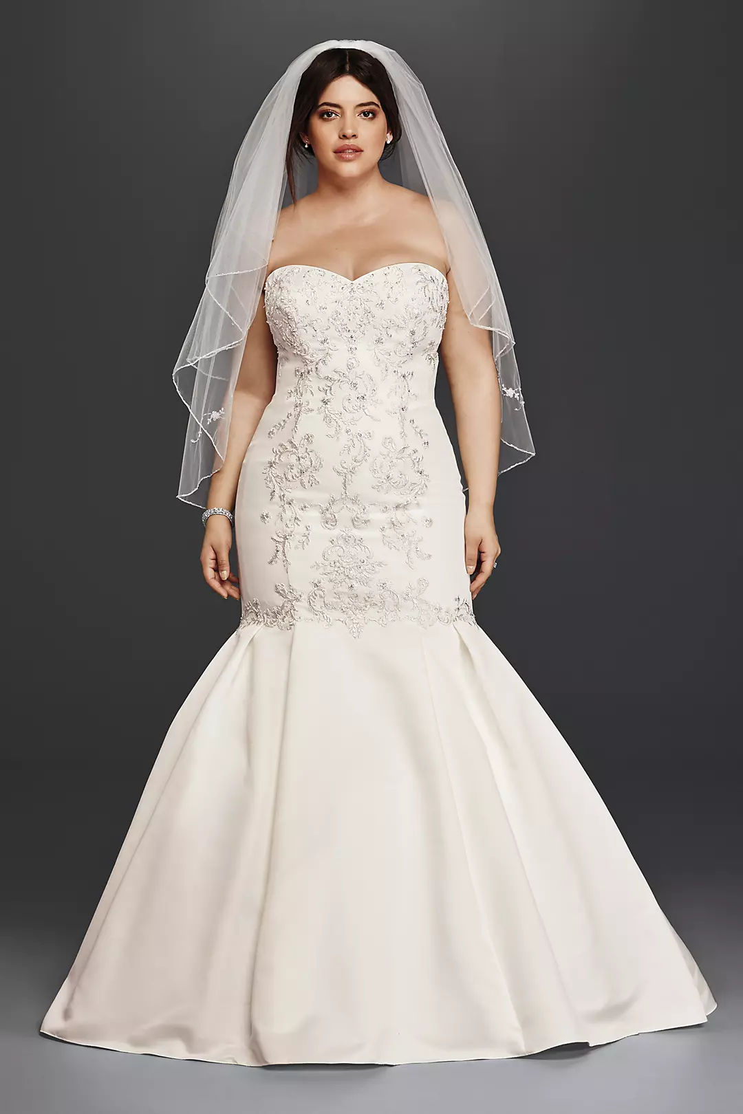 As-Is Satin Plus Size Mermaid Wedding Dress Image