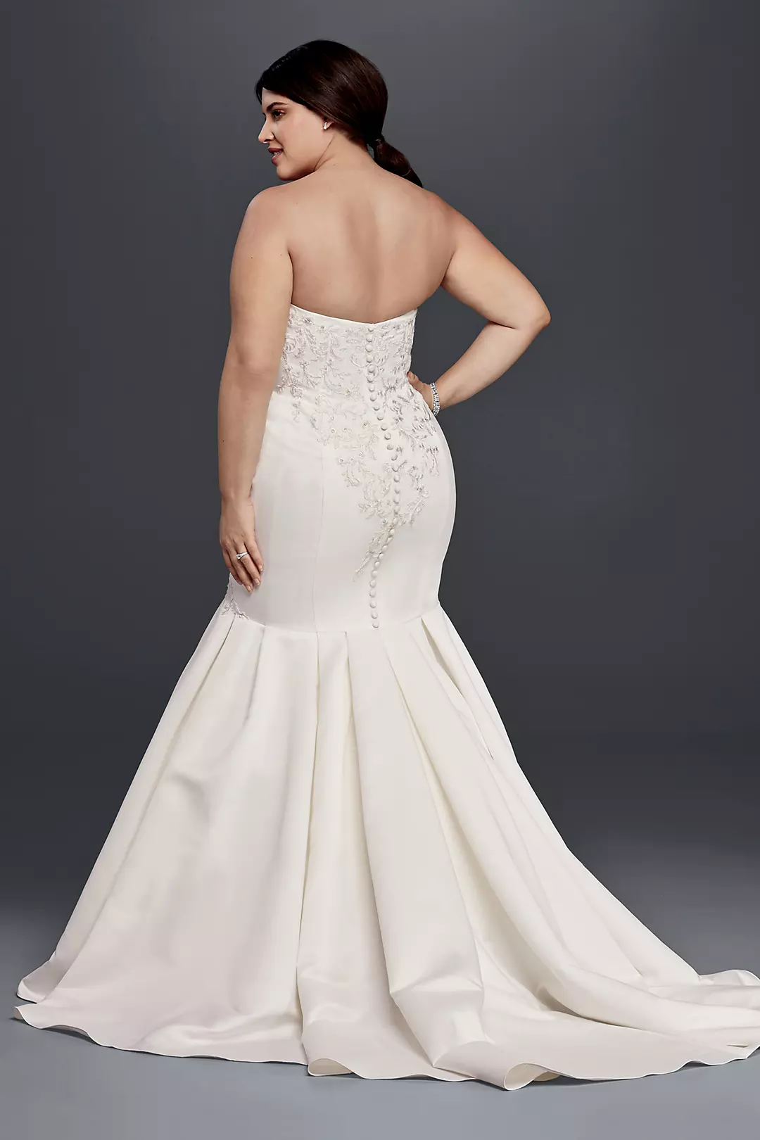 As-Is Satin Plus Size Mermaid Wedding Dress Image 2