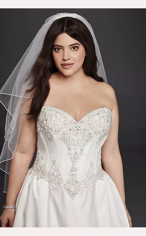 Strapless Satin Plus Size Ball Gown Wedding Dress Image 3