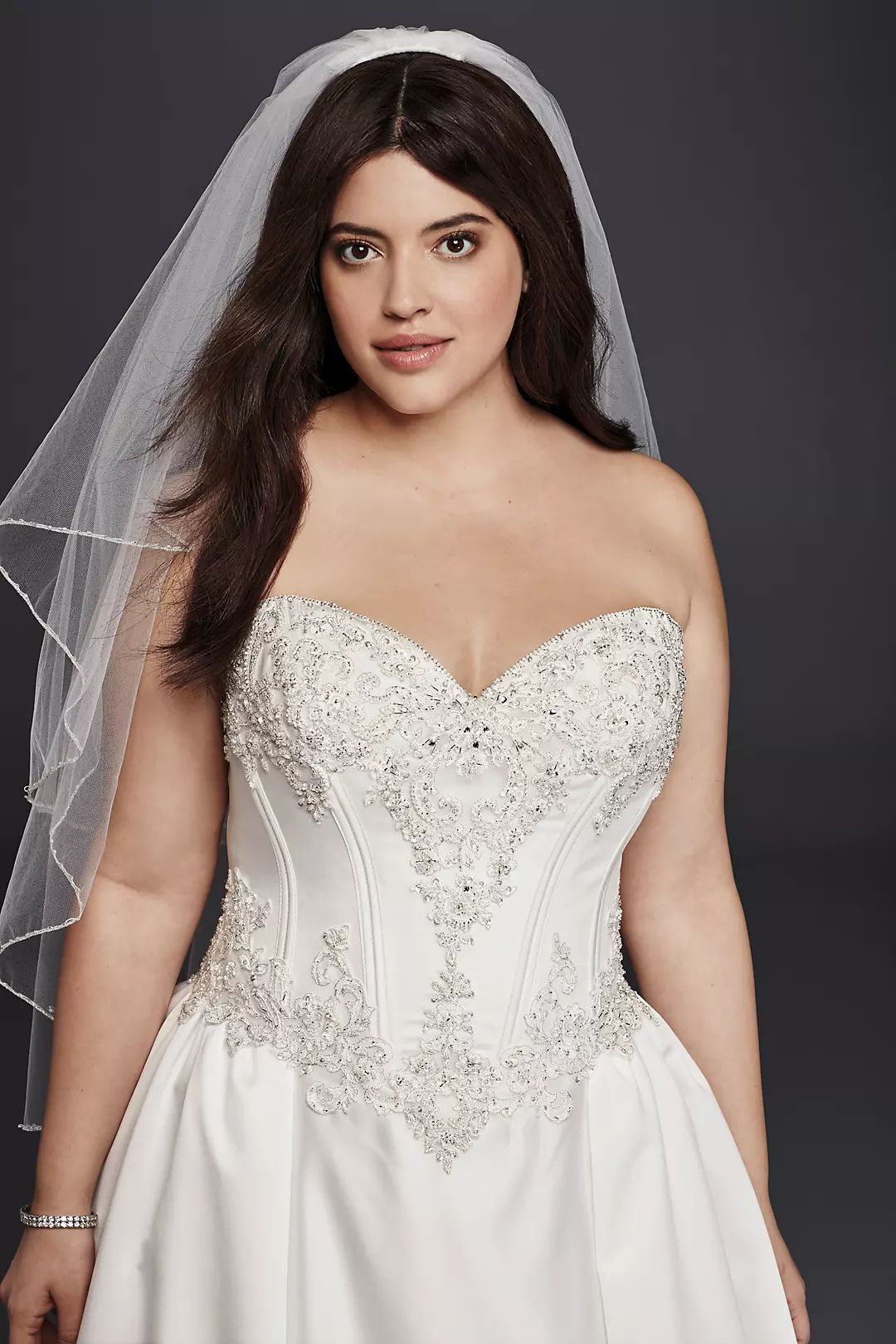 Strapless Satin Plus Size Ball Gown Wedding Dress Image 3