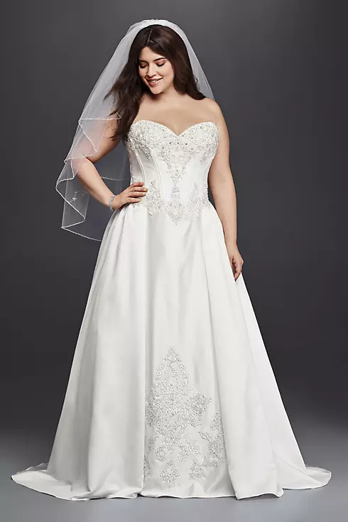 Strapless Satin Plus Size Ball Gown Wedding Dress Image 1