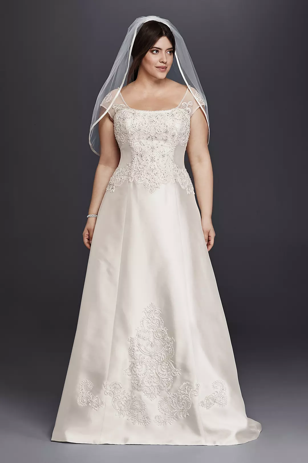 As-Is Cap Sleeve Mikado Plus Size Wedding Dress Image