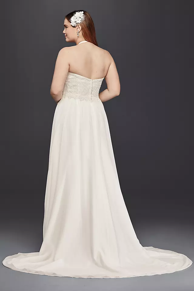 As-Is Plus Size Lace Sheath Halter Wedding Dress Image 2