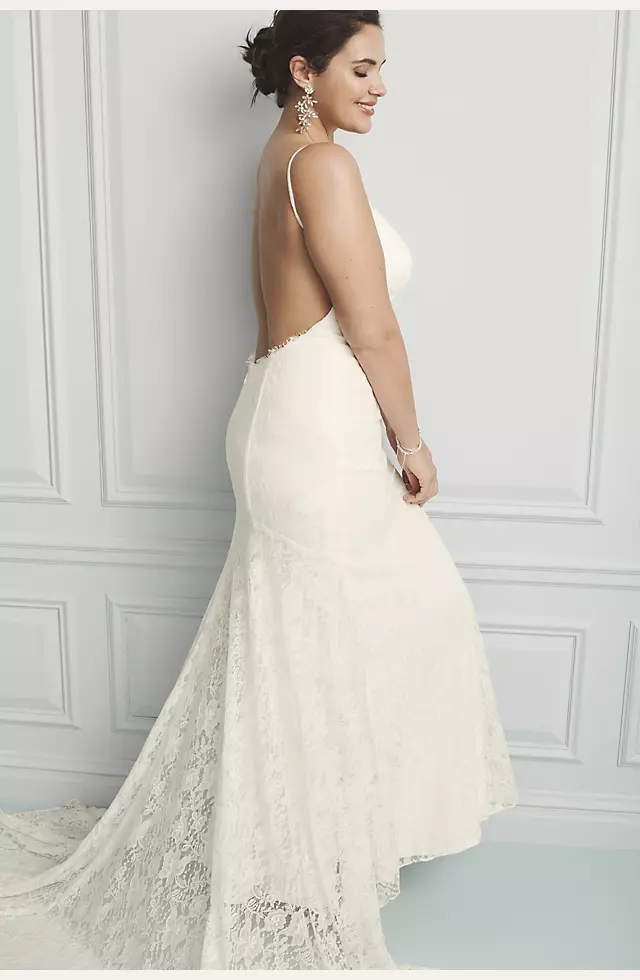 Low- Back Soft Lace Wedding Dress Image 5