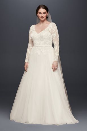 Long A-Line Long Sleeves Dress - David's Bridal Collection
