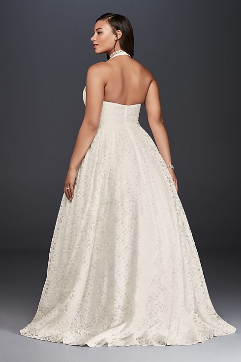 As-Is Plunging Lace Halter Plus Size Wedding Dress Image 4