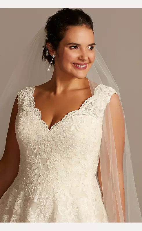 As Is V-Neck Lace Tulle Plus Size Wedding Dress Image 3