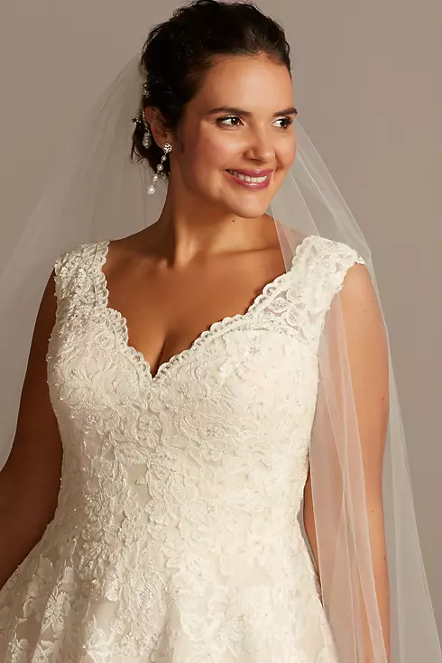 As Is V-Neck Lace Tulle Plus Size Wedding Dress Image 3
