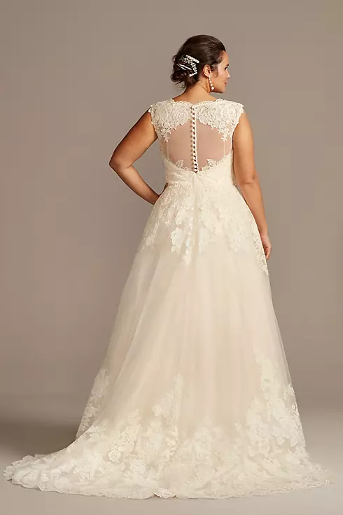 As Is V-Neck Lace Tulle Plus Size Wedding Dress Image 2