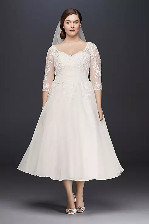 Tulle Plus Size Tea-Length Wedding Dress Image 1