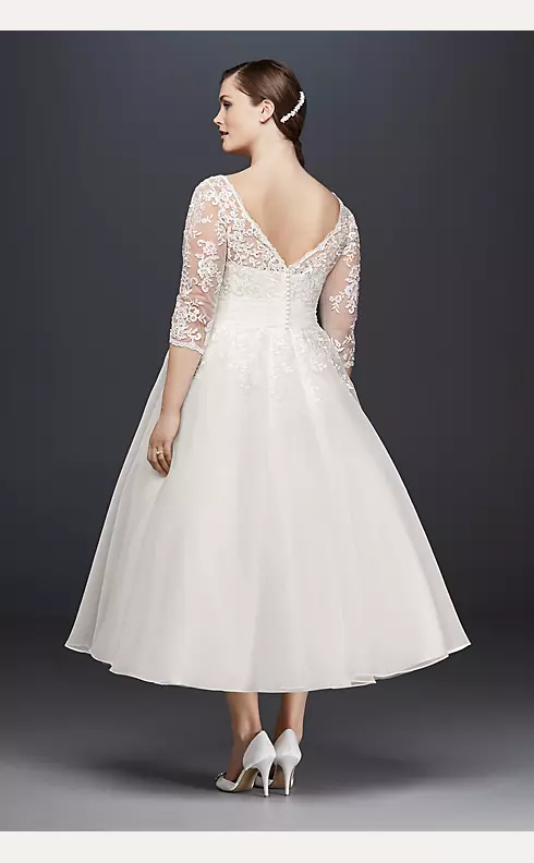 Tulle Plus Size Tea-Length Wedding Dress Image 2