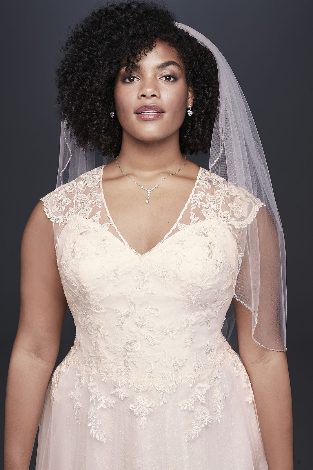 As-Is Tulle-Over-Lace Plus Size Wedding Dress Image 4