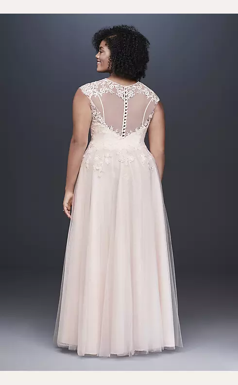 Tulle-Over-Lace V-Neck A-Line Wedding Dress Image 2
