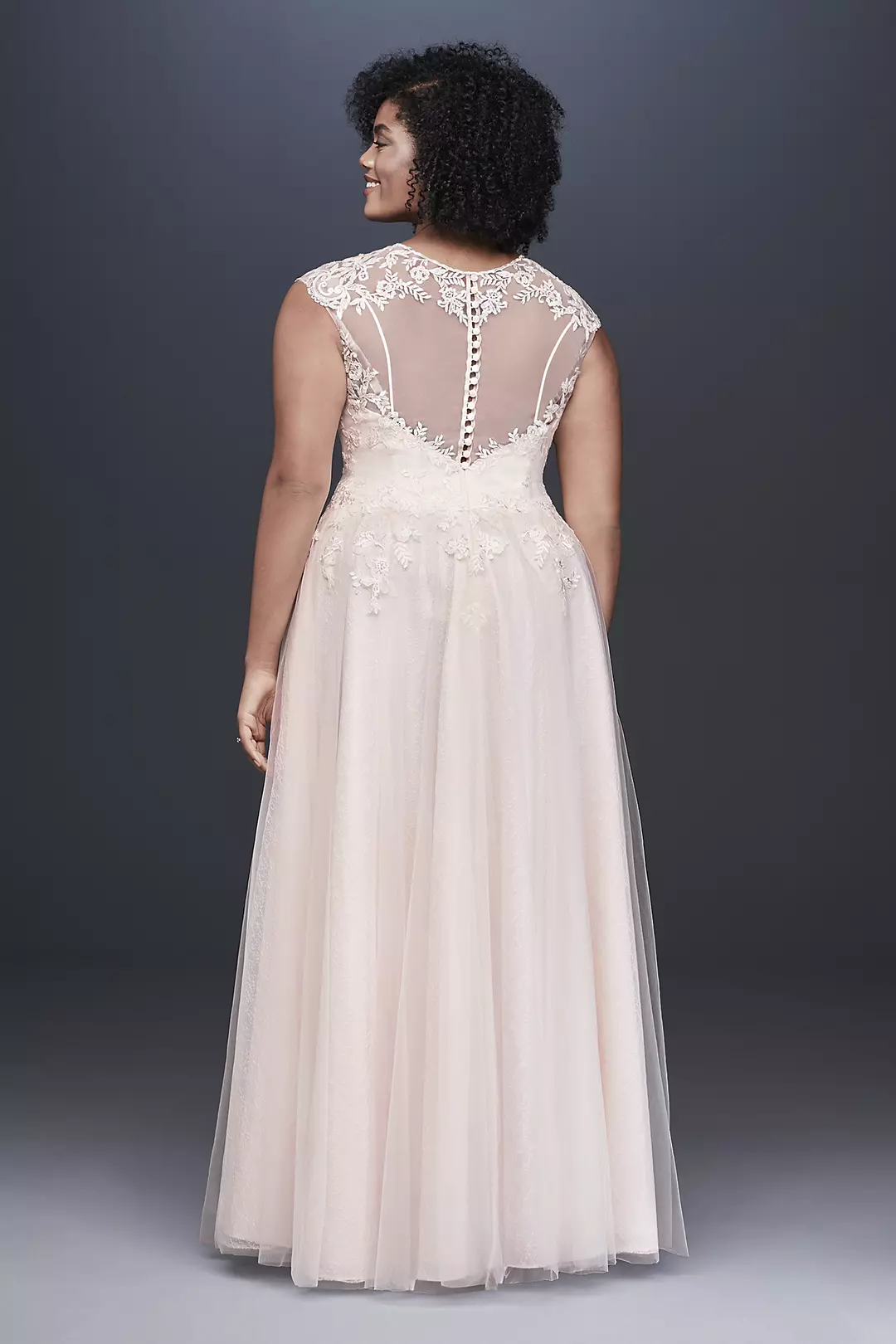 Tulle-Over-Lace V-Neck A-Line Wedding Dress Image 2