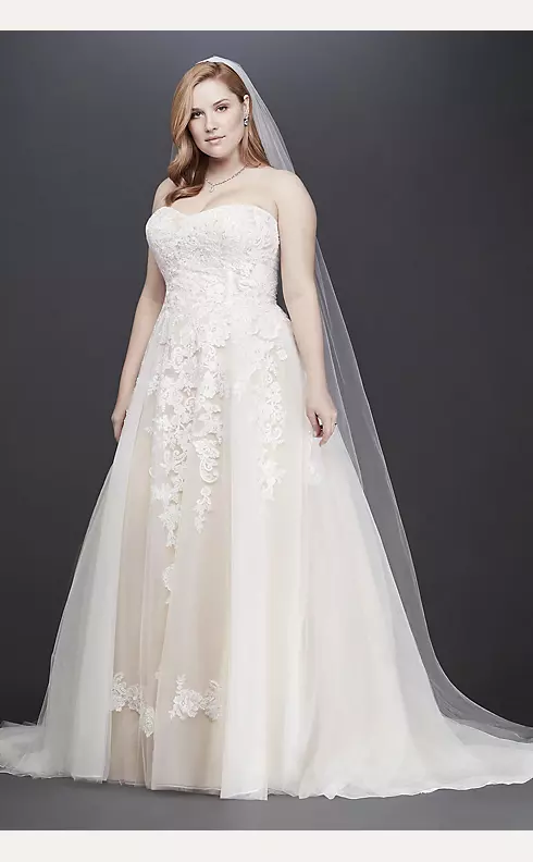 As-Is Sheer Lace and Tulle Plus Size Wedding Dress Image 1
