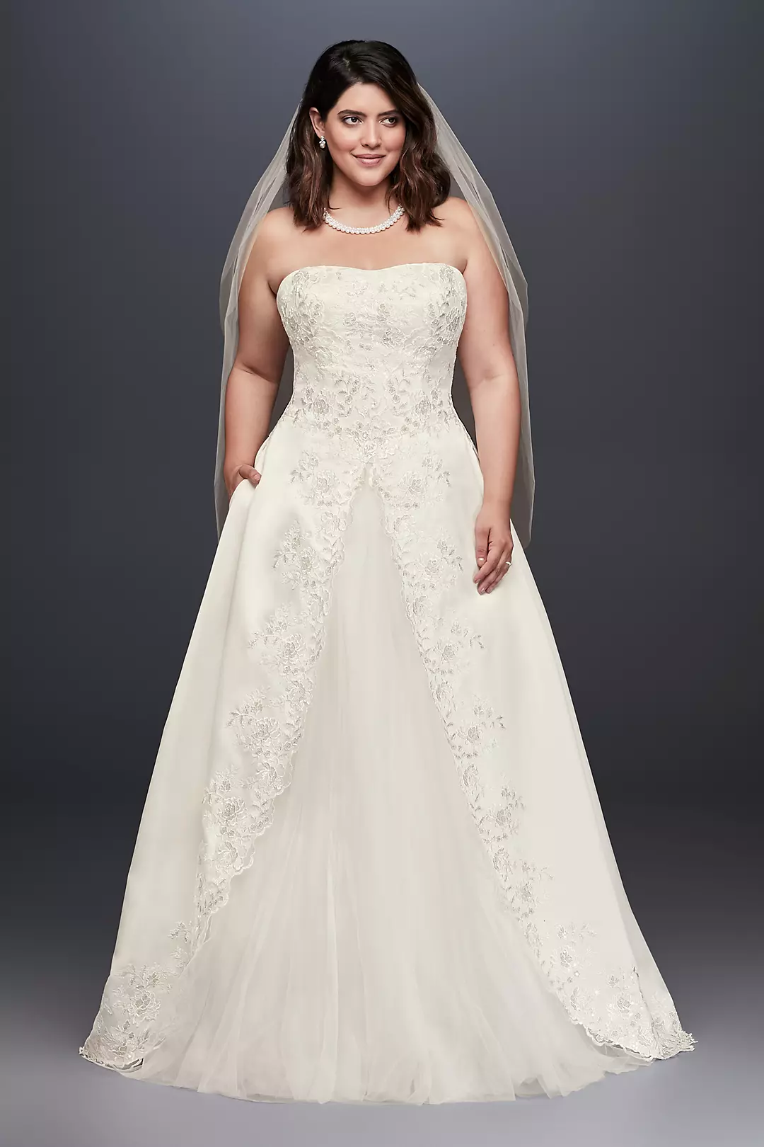 As-Is Embroidered Satin Plus Size Wedding Dress Image