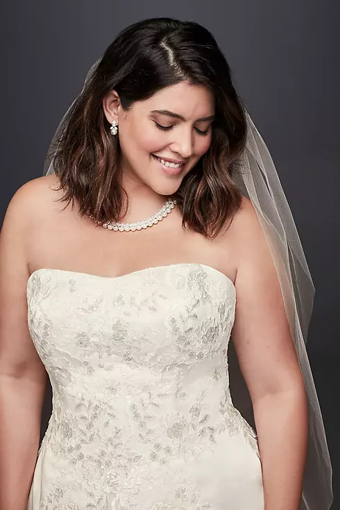 As-Is Embroidered Satin Plus Size Wedding Dress Image 3