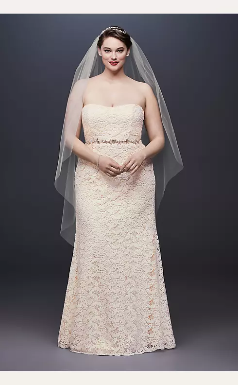 Guipure Lace Sheath Wedding Dress with Ribbon Sash Image 1