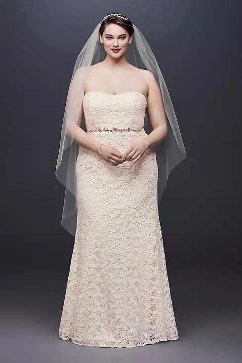 Guipure Lace Sheath Wedding Dress with Ribbon Sash Image 1