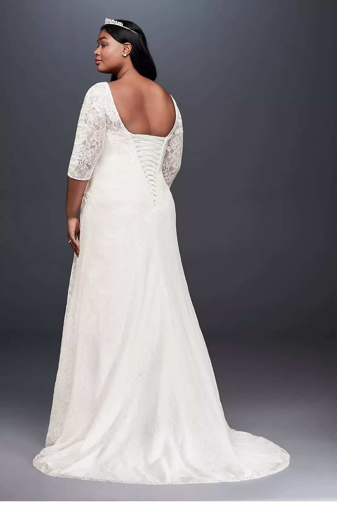 Draped Lace A-Line Plus Size Wedding Dress  Image 2