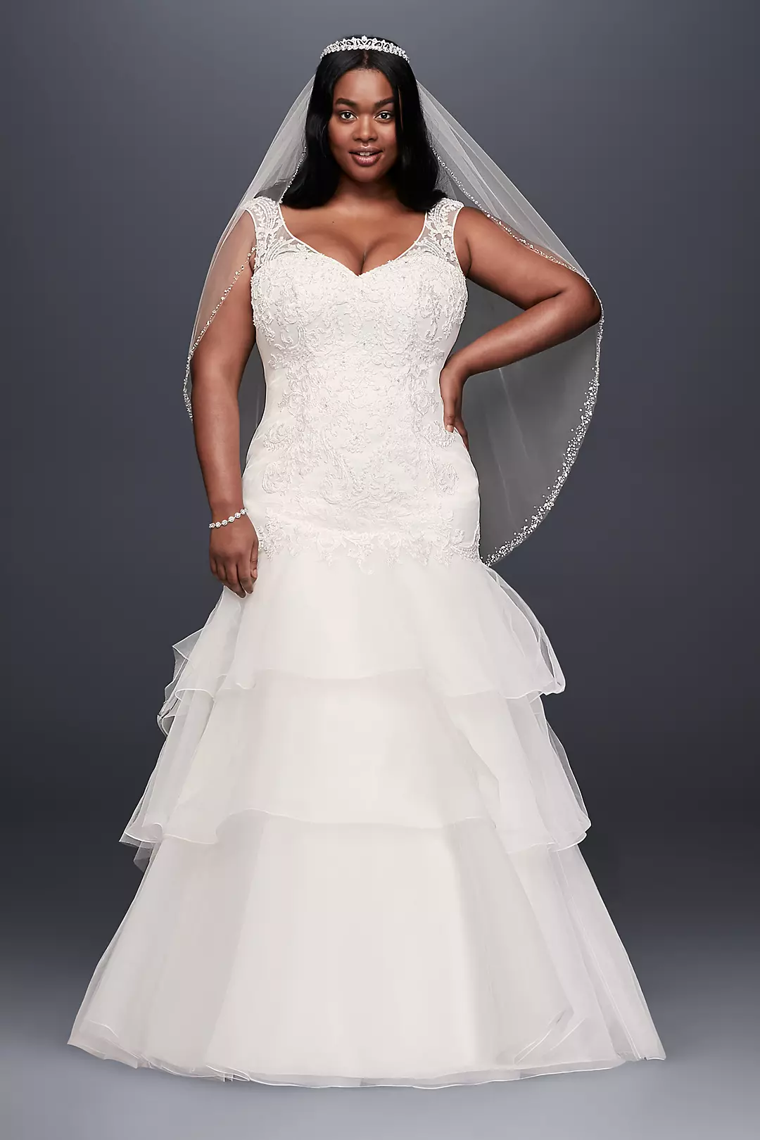 As-Is Tiered Tulle Plus Size Wedding Dres Image